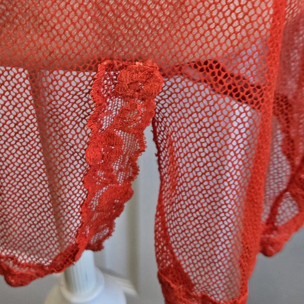 Victoria's Secret Y2K Vtg Red‎ Stretch Lace Babydoll Nightie Lingerie Size 36C